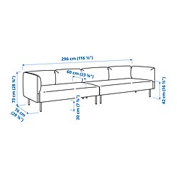 Ilustración de medidas - LILLEHEM sofá modular de 4 plazas