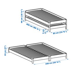 Ilustración de medidas - UTÅKER cama apilable sin colchón
