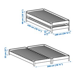 Measurement Illustration - UTÅKER stackable bed with 2 mattresses Twin