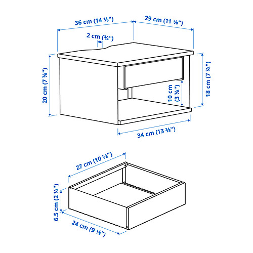 STOMSÖ, mesita de noche de pared. 11 de 11 abrir diálogo