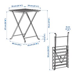 Ilustración de medidas - TÄRNÖ mesa plegable de exterior