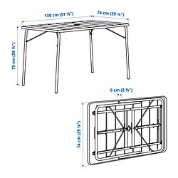 Measurement Illustration - TORPARÖ foldable table and 4 chairs with armrests, outdoor