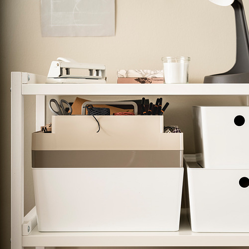 Organizador de escritorio KUGGIS: plástico blanco de 2 niveles, se adapta a artículos pequeños, archivos, computadora portátil. Más pequeño que los libros, más grande que el cajón.