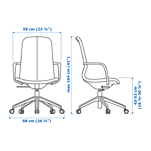 LÅNGFJÄLL, office chair with armrests. 2 of 9 open dialog