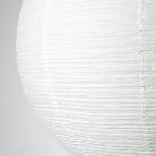 Close-up of a beautifully crafted white rice paper lamp. Visible vertical pleats and delicate texture, showcasing its handmade quality.