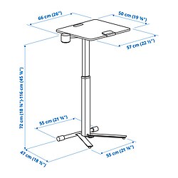 Measurement Illustration - MITTZON laptop table with castors