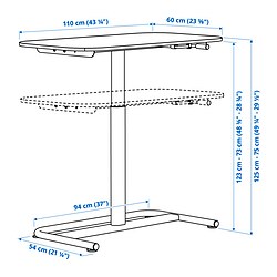 Ilustración de medidas - SEGRARE escritorio elevable