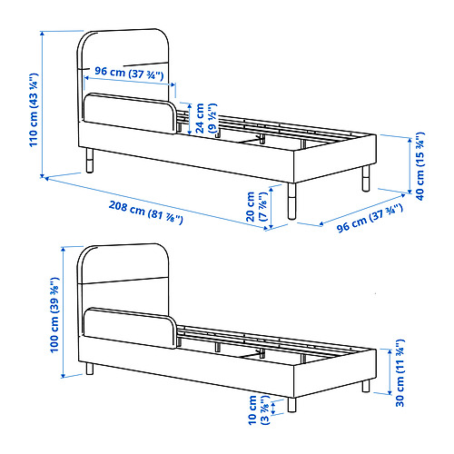 GRYSNA, upholstered bed frame. 2 of 2 open dialog