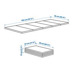 Ilustración de medidas - PLUFSIG alfombrilla gimnasia plegable