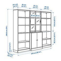 Ilustración de medidas - TONSTAD librería con puertas
