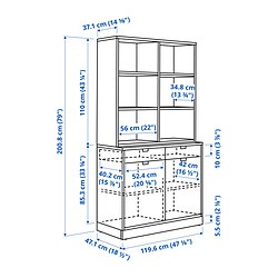 Ilustración de medidas - TONSTAD librería con puertas
