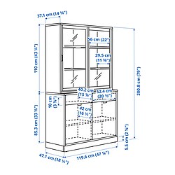 Measurement Illustration - TONSTAD storage with sliding glass doors