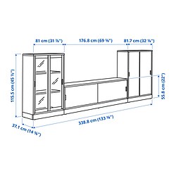Ilustración de medidas - TONSTAD Mueble TV con puertas correderas