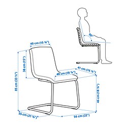 Ilustración de medidas - SKANSNÄS/LUSTEBO mesa extensible y 4 sillas