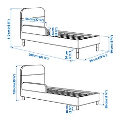 Ilustración de medidas - GRYSNA estructura cama tapizada