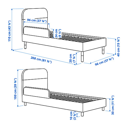 GRYSNA, upholstered bed frame. 8 of 8 open dialog
