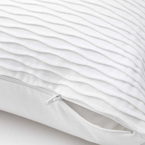 Primer plano de una almohada VÄNDEROT con cremallera visible; Funda acolchada de doble cara.