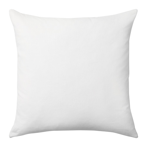 Almohada decorativa cuadrada blanca con tela lisa y afelpada.