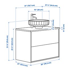 Measurement Illustration - ÄNGSJÖN/LERSJÖN wash-stnd w drawers/wash-basin