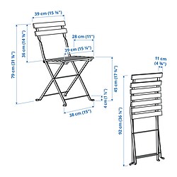 Ilustración de medidas - TÄRNÖ silla plegable de exterior