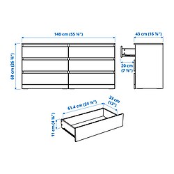 Measurement Illustration - LILLBERGET 6-drawer dresser
