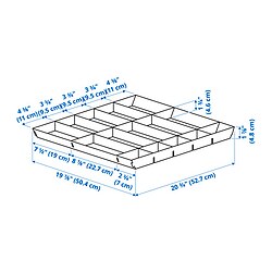 Measurement Illustration - UPPDATERA adjustable organizer for drawer