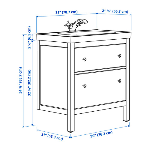 HEMNES / ORRSJÖN, Bathroom vanity with sink & faucet. 4 of 4 open dialog