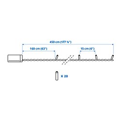 Ilustración de medidas - GETKÅL guirnalda luminosa LED
