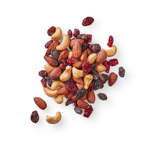 Una mezcla de frutos secos y arándanos secos, MUNSBIT, un snack portátil con una textura crujiente, perfecto para obtener energía sobre la marcha.
