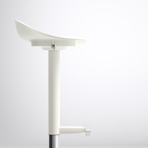 Moderna silla apilable ajustable, blanca, diseño elegante, altura ajustable.
