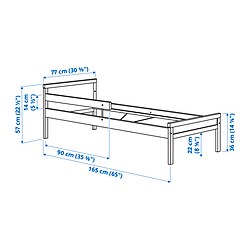 Ilustración de medidas - SNIGLAR estructura cama y barandilla