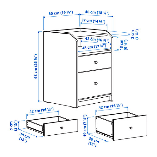 HAUGA, 2-drawer chest. 6 of 6 open dialog
