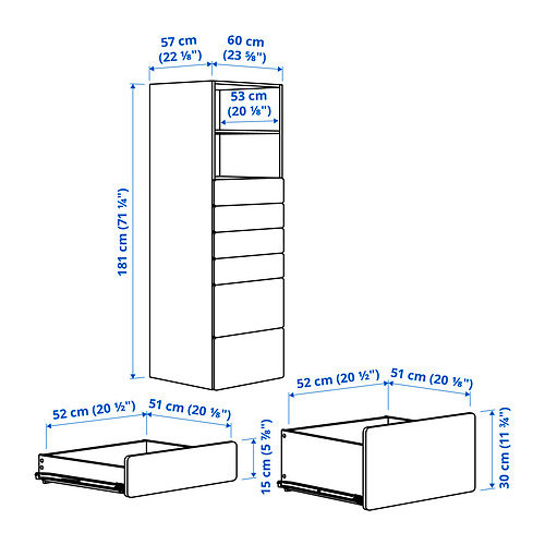SMÅSTAD / PLATSA, bookcase with 6 drawers. 4 of 4 open dialog