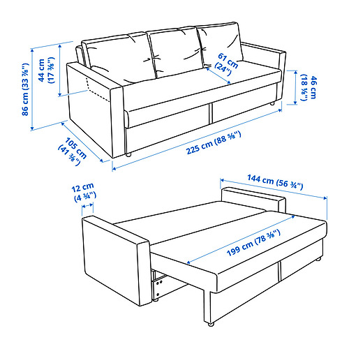 FRIHETEN, Sofá cama 3 plazas. 8 de 8 abrir diálogo