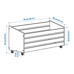 Measurement Illustration - IVAR storage box on casters