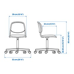 Ilustración de medidas - ÖRFJÄLL silla de escritorio infantil