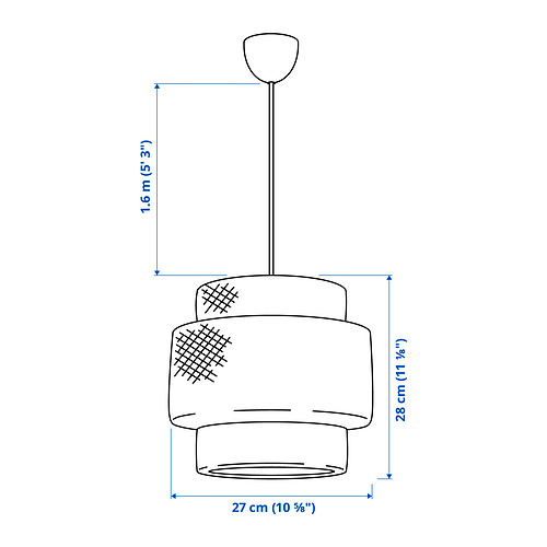 Ilustración con medidas del producto: SINNERLIG.