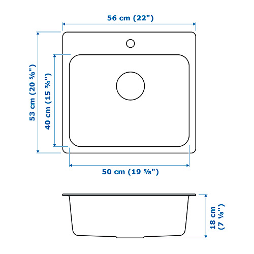 LÅNGUDDEN, Inset sink 1 bowl with water trap. 7 of 7 open dialog