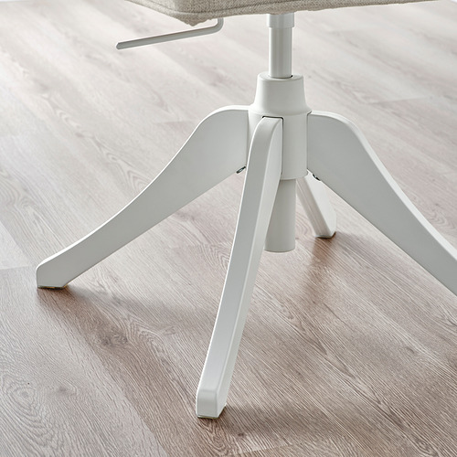Moderna base de silla giratoria, robusta, gris claro, tres patas ajustables, agarre suave al suelo.