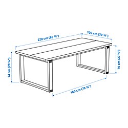 Ilustración de medidas - MÖRBYLÅNGA/LILLÅNÄS mesa de comedor y 6 sillas