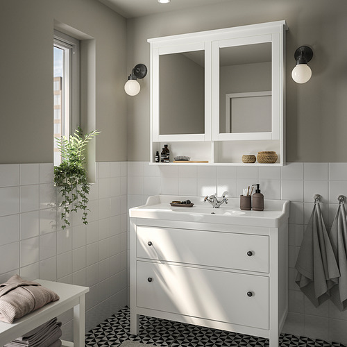 HEMNES / RUTSJÖN, bathroom vanity w/ drawers and sink. 2 of 6 open dialog