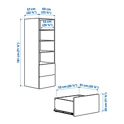 Ilustración de medidas - SMÅSTAD/PLATSA librería con 2 cajones