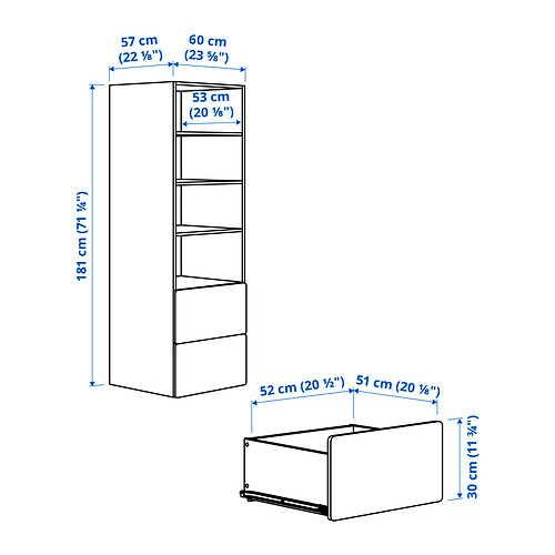 SMÅSTAD / PLATSA, bookcase with 2 drawers. 5 of 5 open dialog