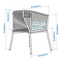 Ilustración de medidas - SEGERÖN silla con reposabrazos exterior