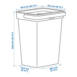 Measurement Illustration - HÅLLBAR bin with lid