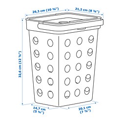 Ilustración de medidas - HÅLLBAR cubo con tapa para basura orgánica