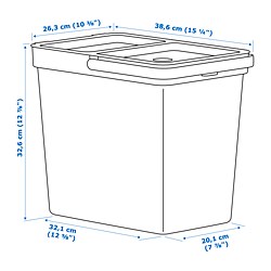 Measurement Illustration - HÅLLBAR bin with lid