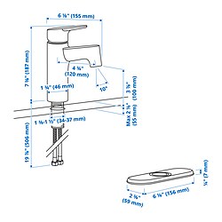 Measurement Illustration - MAJSJÖN single-handle bathroom faucet