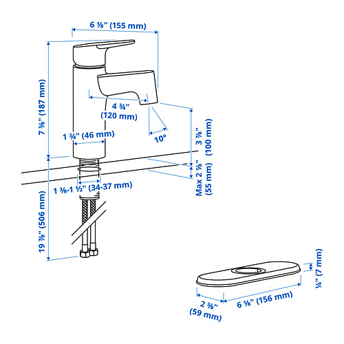 MAJSJÖN, single-handle bathroom faucet. 5 of 6 open dialog