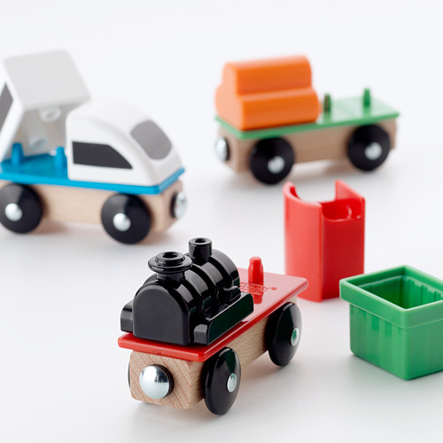 Juego de trenes de madera con acoplamientos magnéticos: máquina de vapor, vagones de pasajeros, vagones de carga: perfecto para el juego y las habilidades motoras.